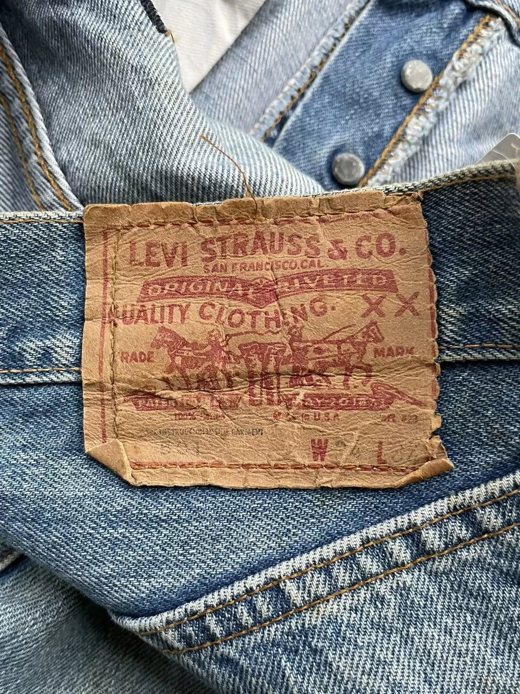 Vintage Levis 501e Redline 1977 Aging Faded Wash Denim