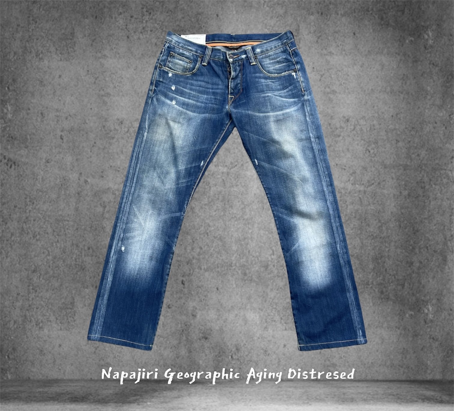 Napajiri Geographic Aging Distressed Denim