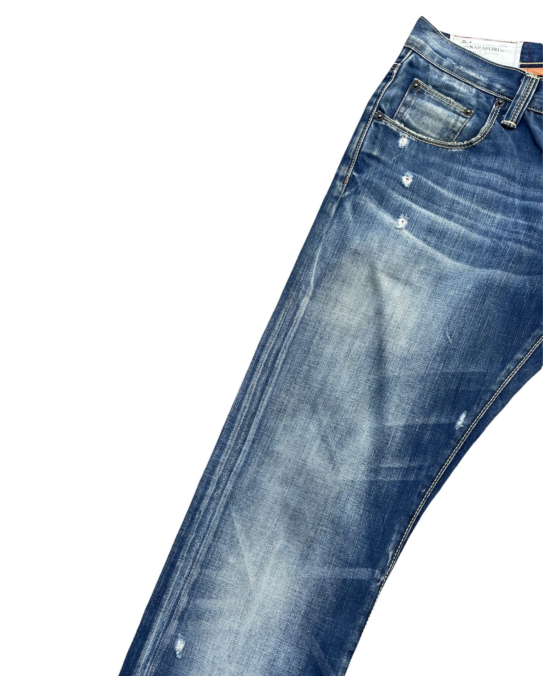 Napajiri Geographic Aging Distressed Denim