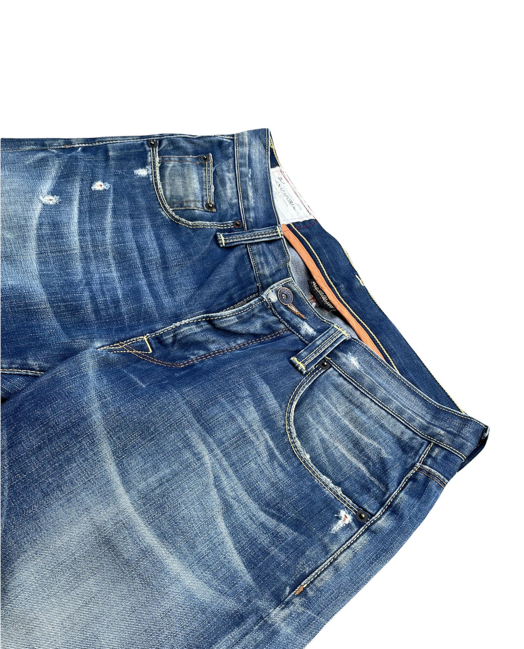 Napajiri Geographic Aging Distressed Denim