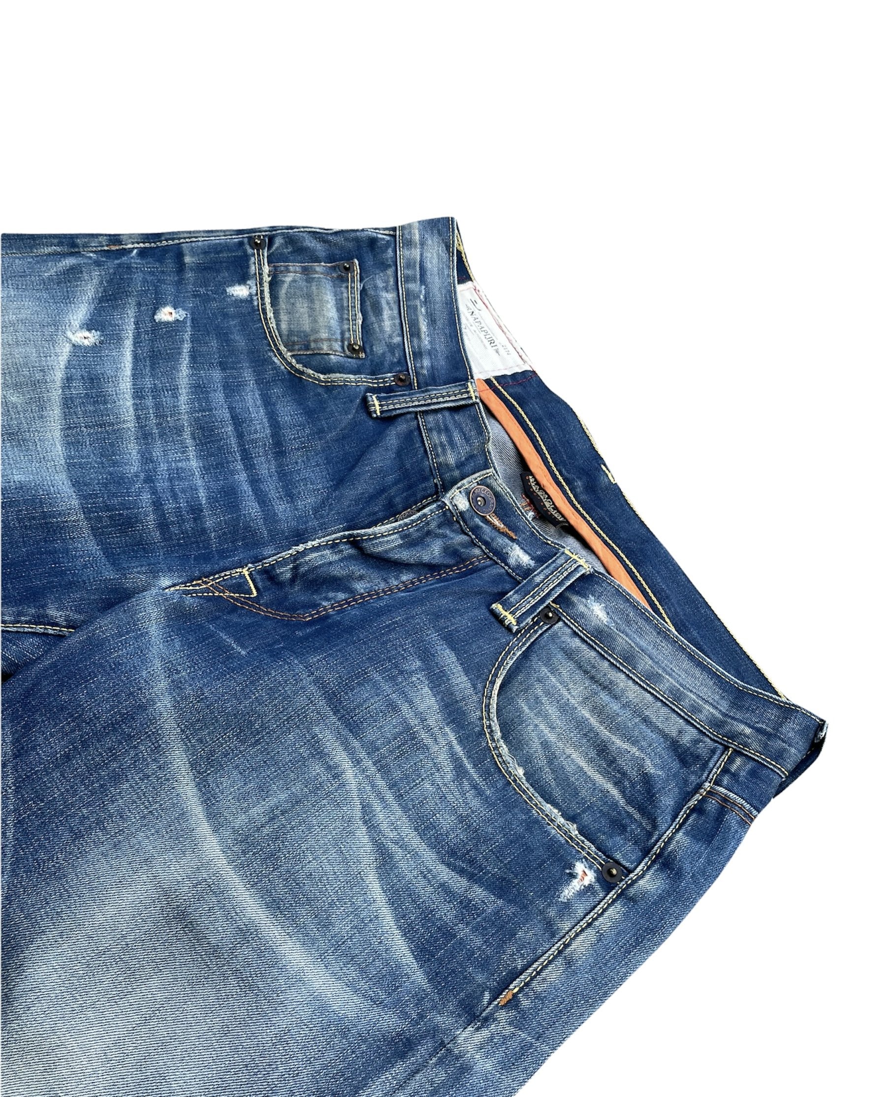 Napajiri Geographic Aging Distressed Denim