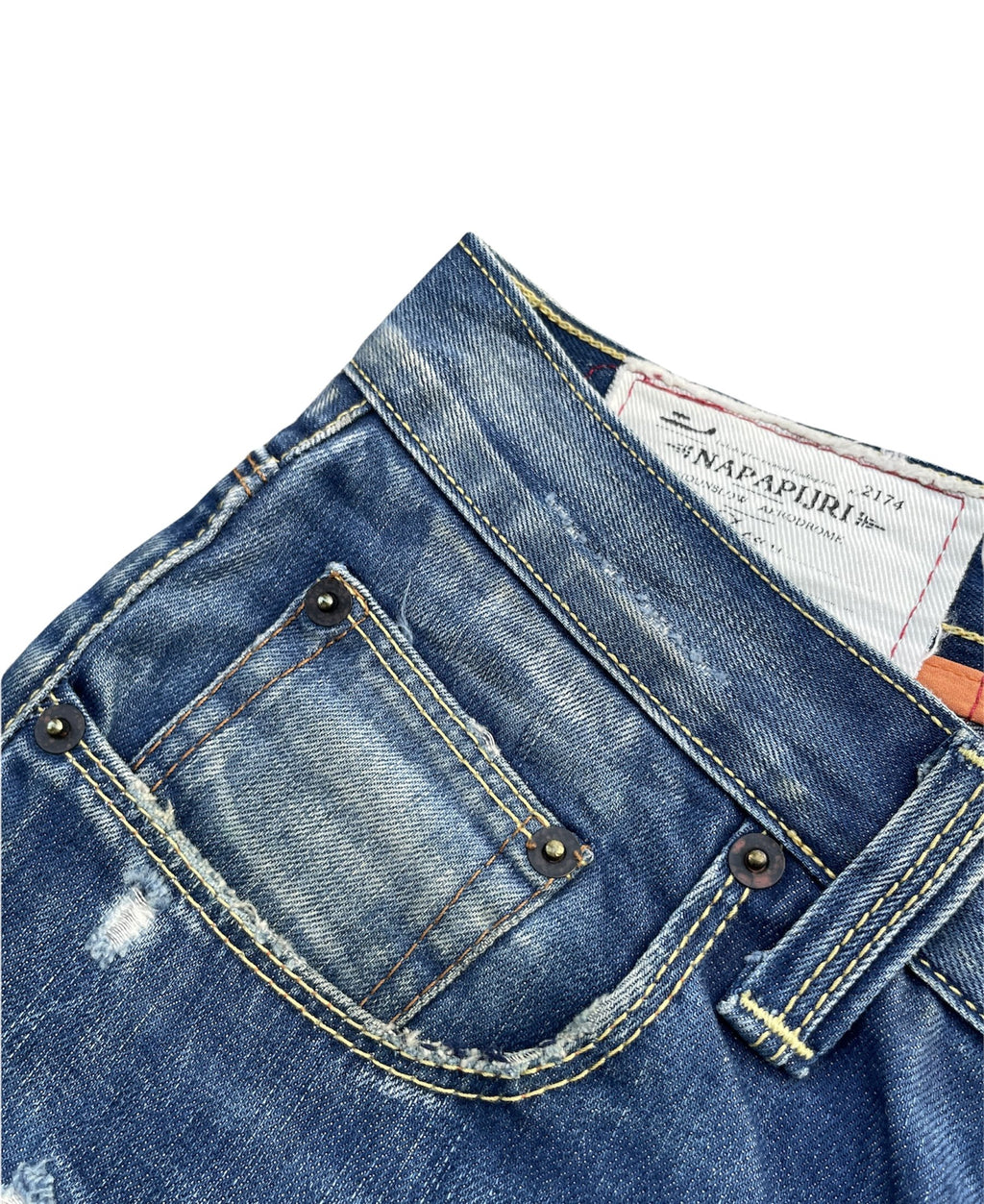 Napajiri Geographic Aging Distressed Denim