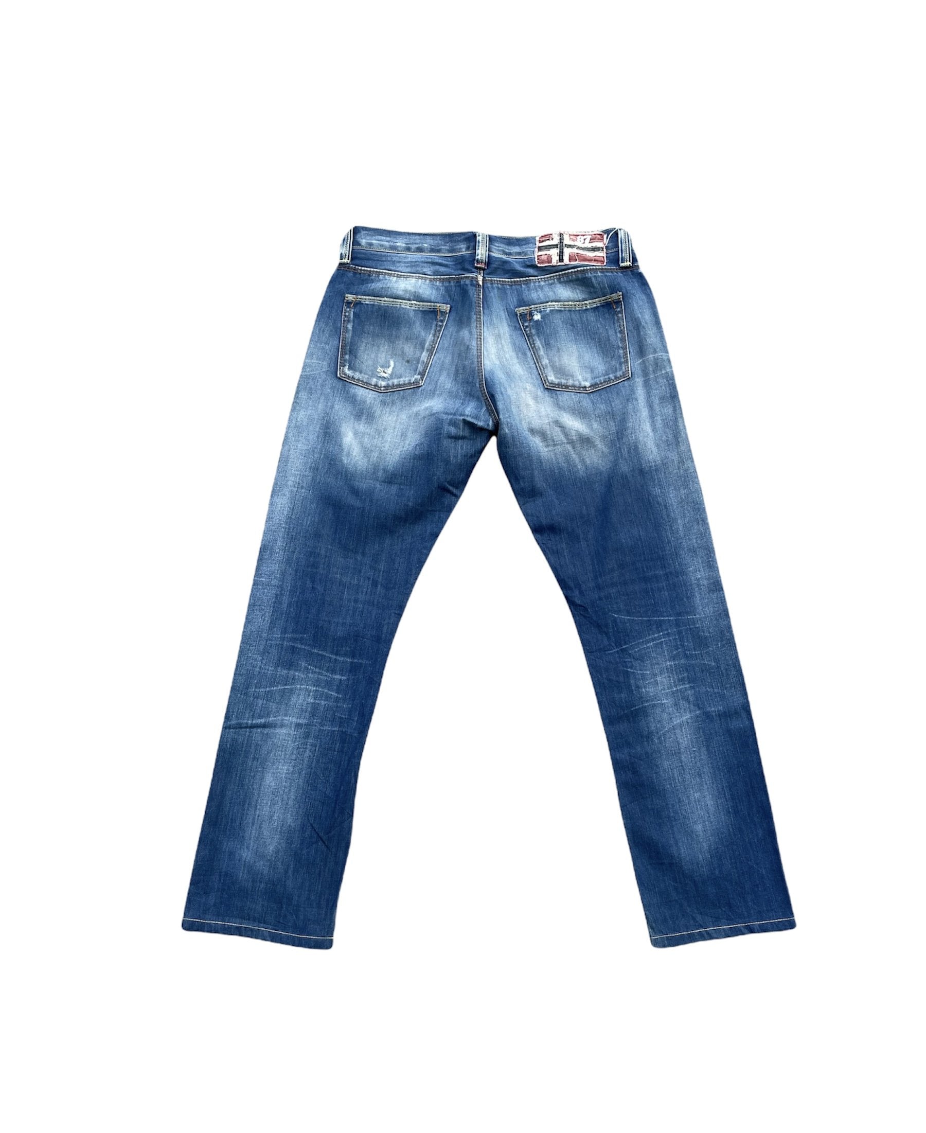 Napajiri Geographic Aging Distressed Denim