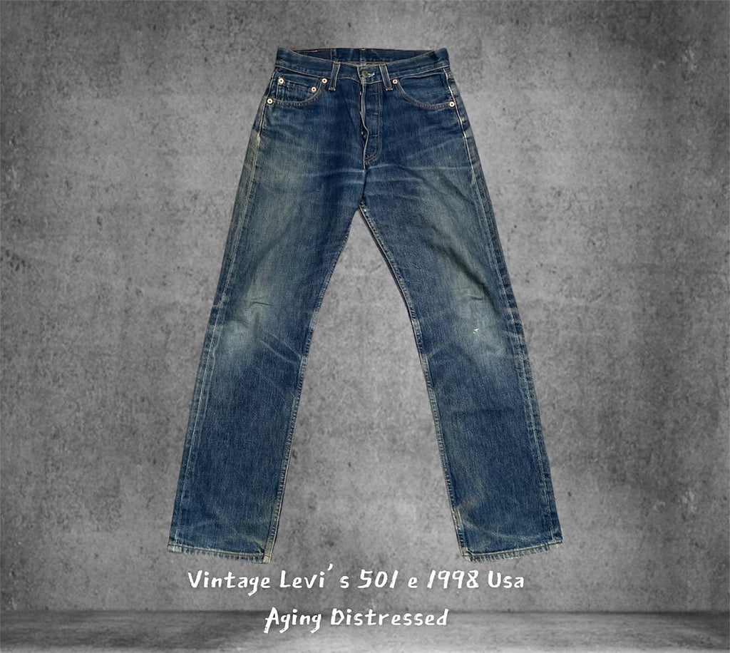 Vintage Levi’s 501 e 1998 Usa Aging Faded Distressed Denim