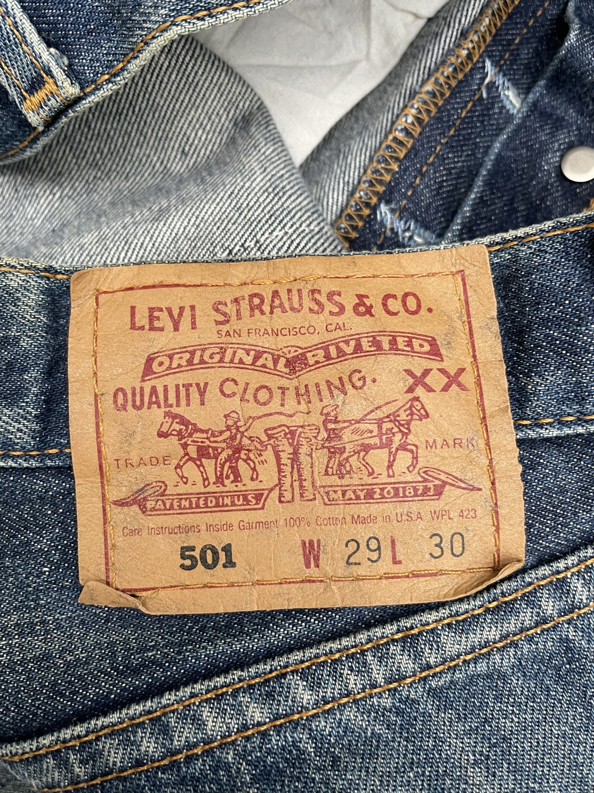 Vintage Levi’s 501 e 1998 Usa Aging Faded Distressed Denim