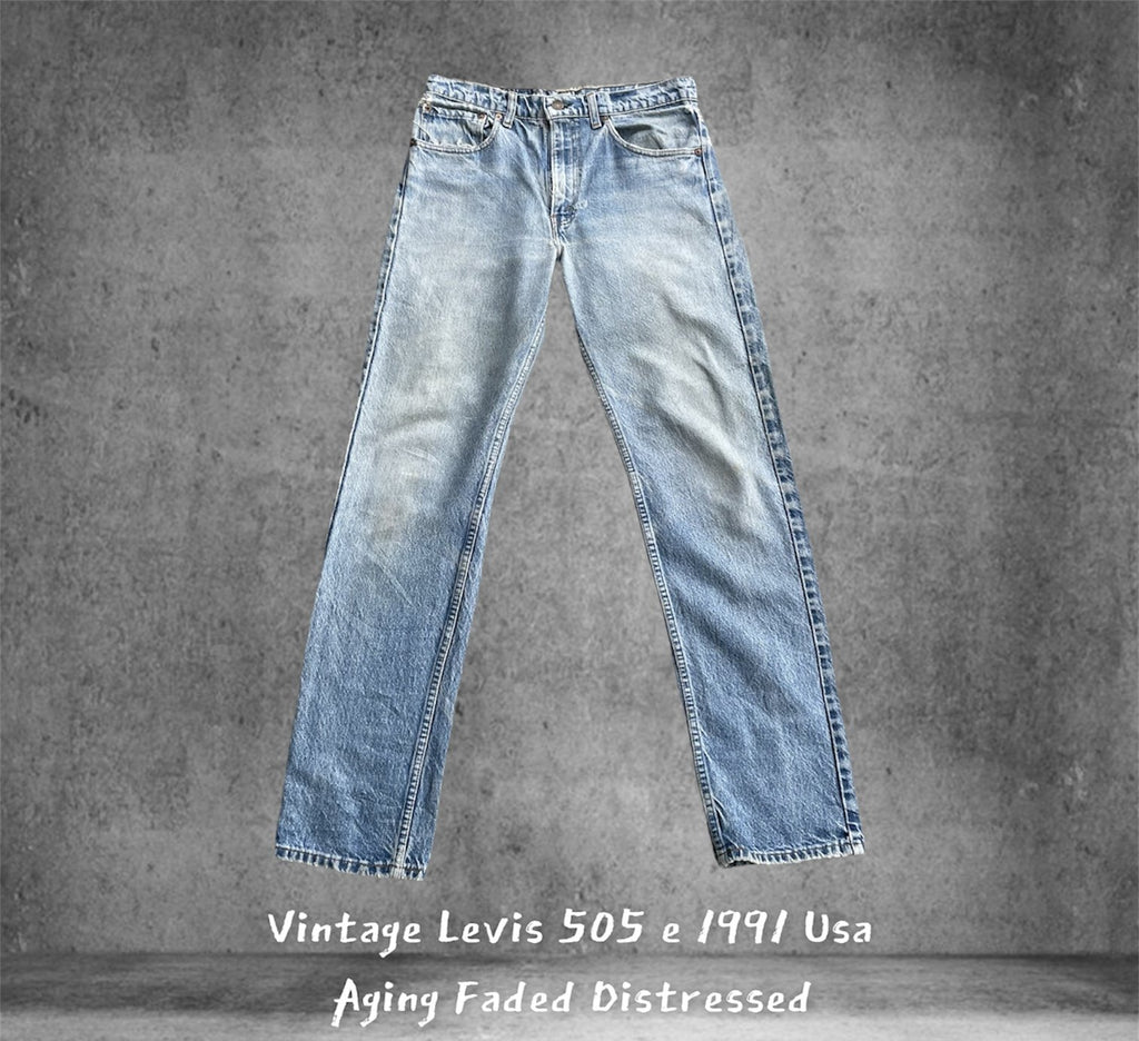 Vintage Levis 505 e 1991 Usa Aging Faded Distressed