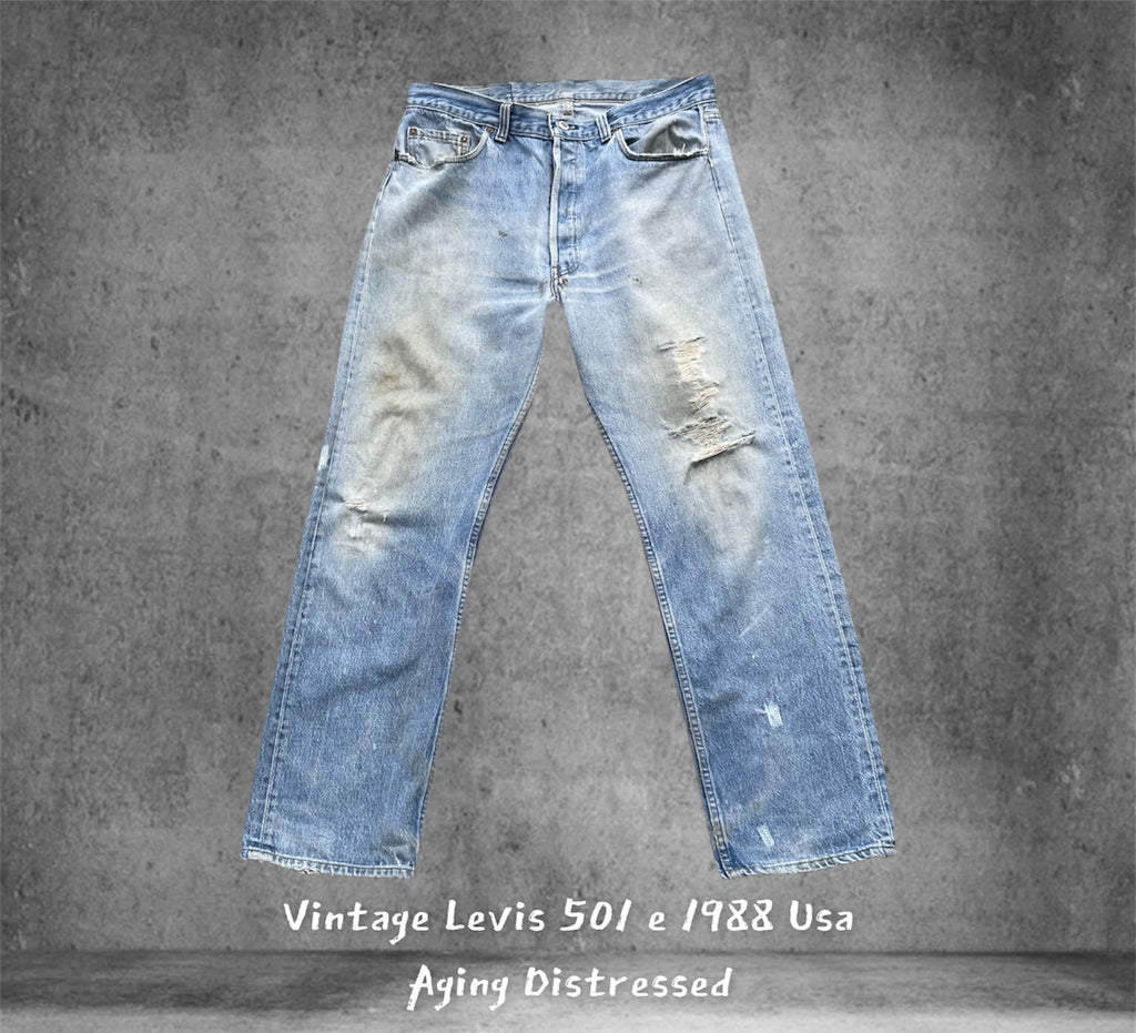 Vintage 1988 Levis 501 e Usa Aging Faded Distressed