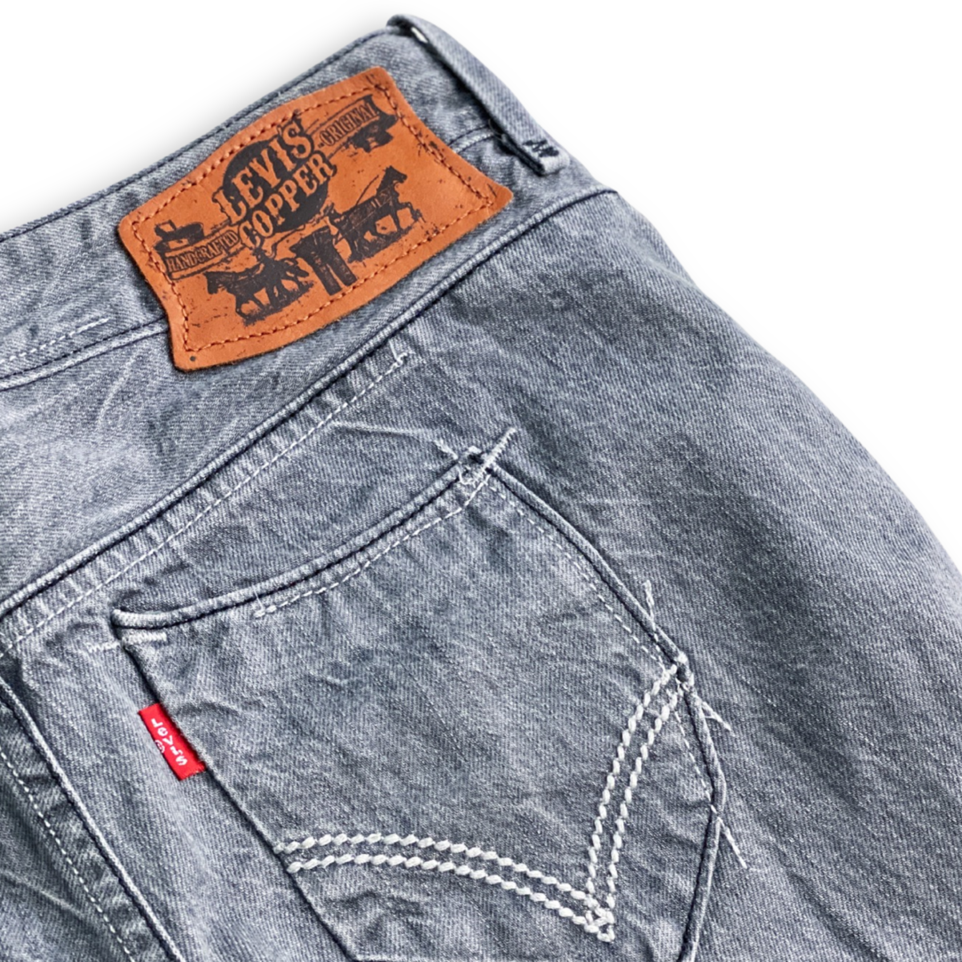 SUPER RARE LADIES LEVIS COPPER JEANS // Button fly, special stitch and copper hardware details. Size 27 waist 32 length.