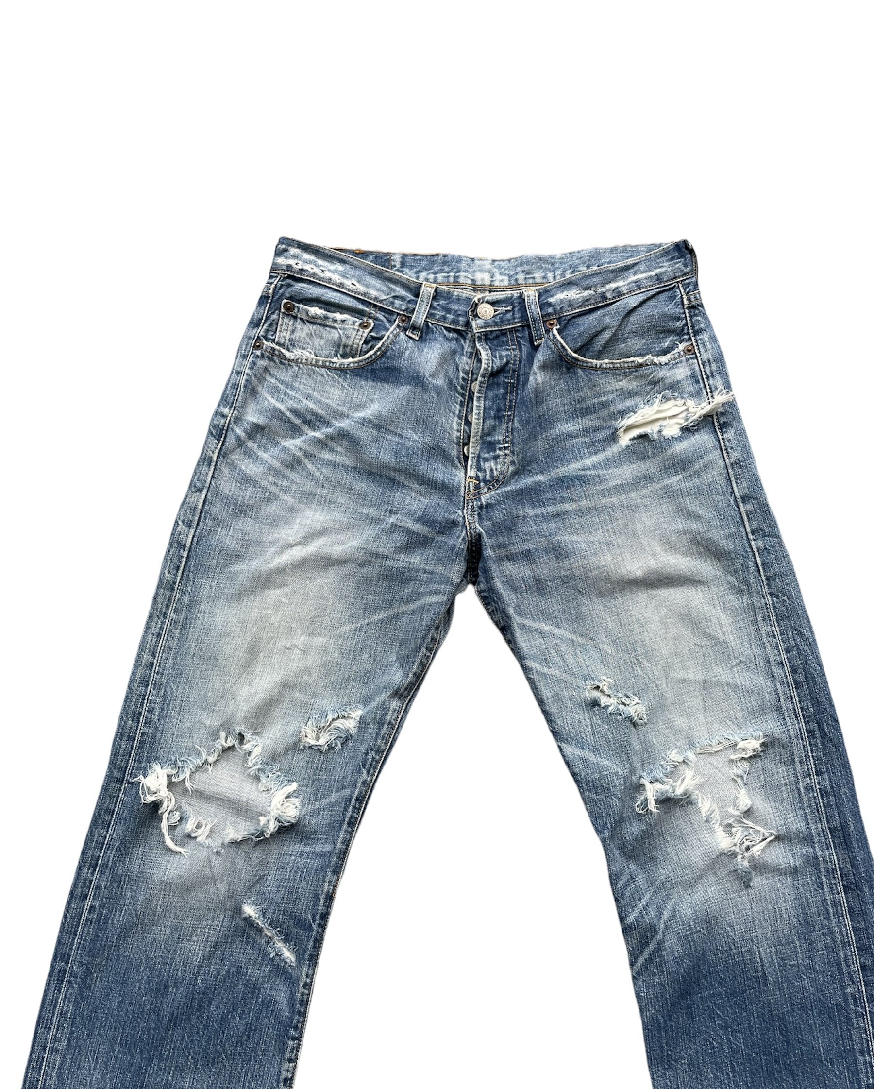 Vintage Levis 501 e 2005 Aging Distressed Denim