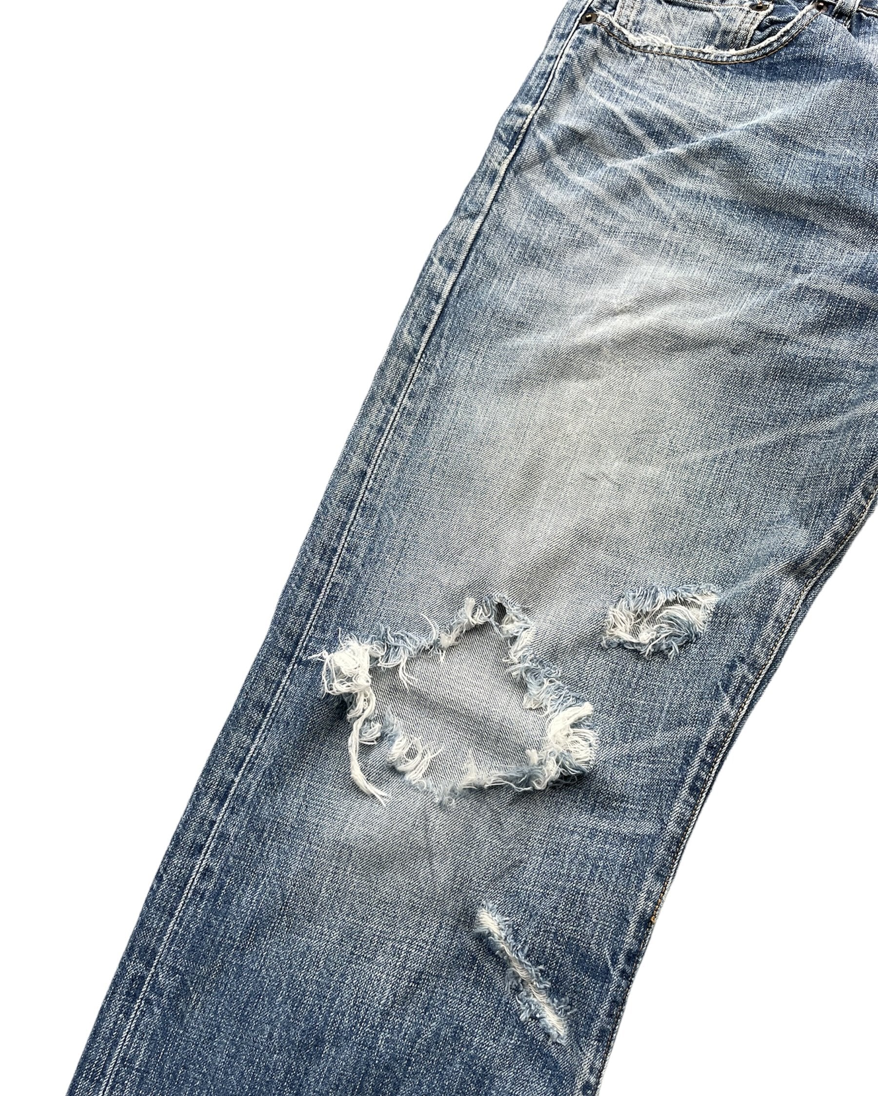 Vintage Levis 501 e 2005 Aging Distressed Denim