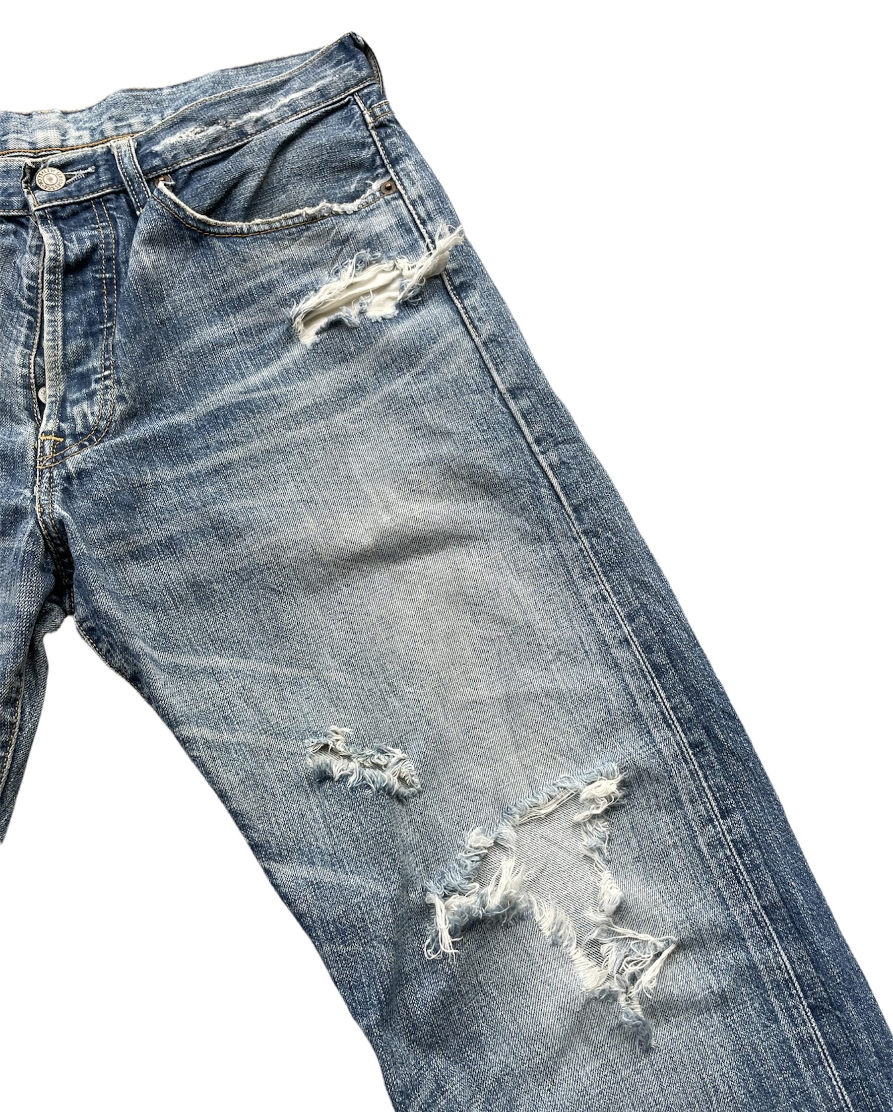 Vintage Levis 501 e 2005 Aging Distressed Denim