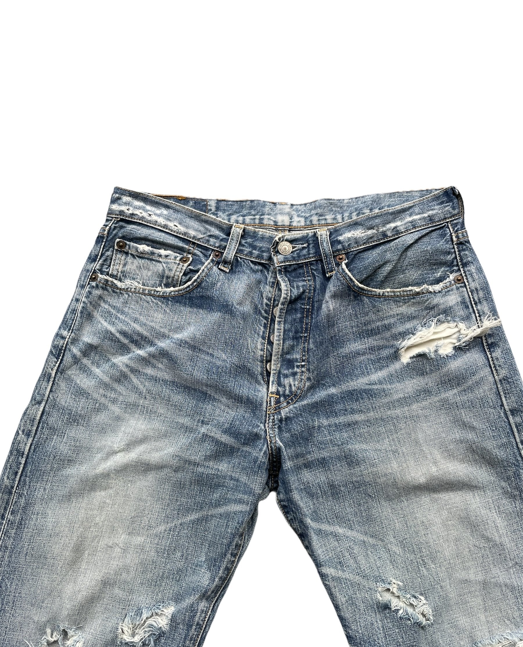 Vintage Levis 501 e 2005 Aging Distressed Denim