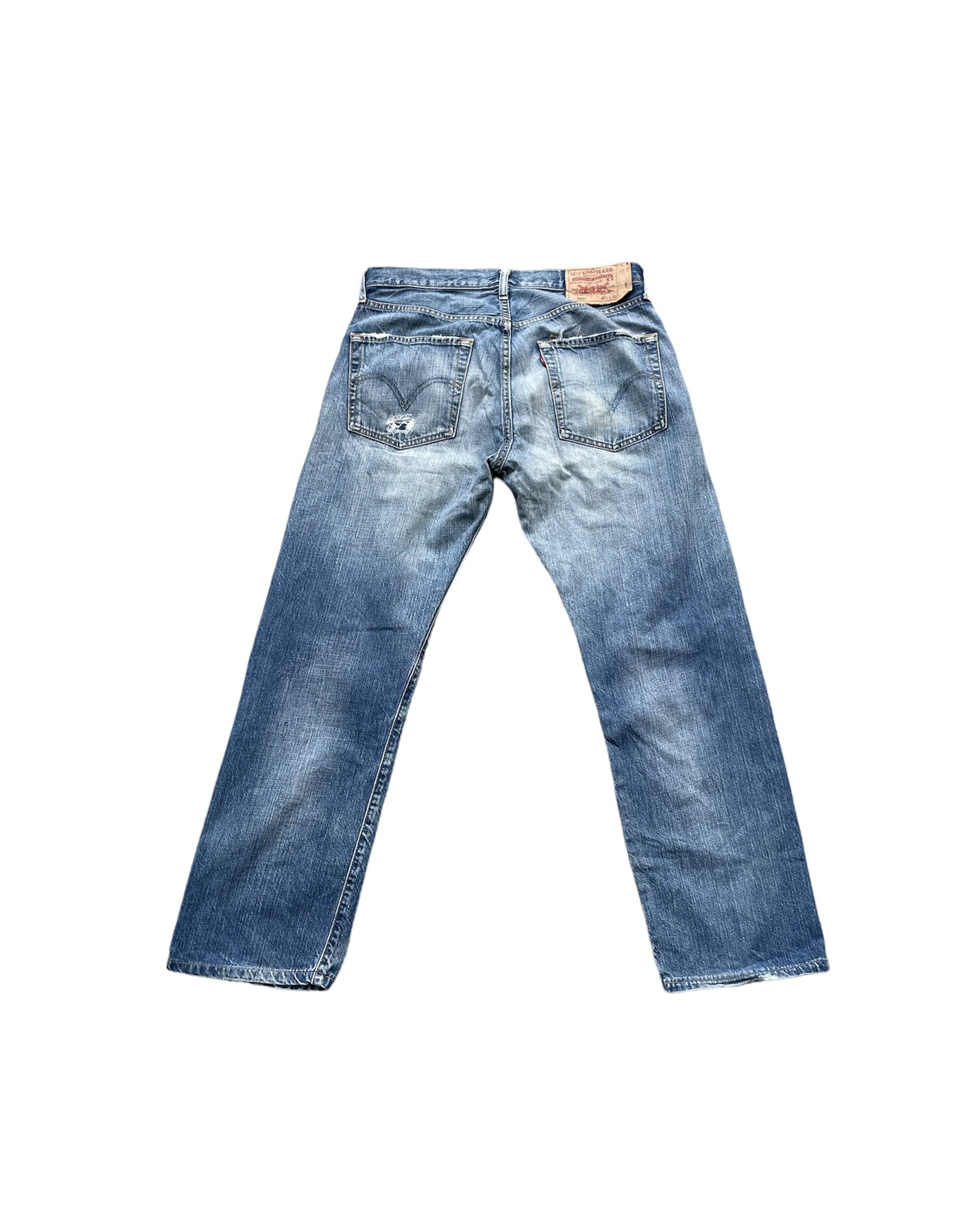 Vintage Levis 501 e 2005 Aging Distressed Denim