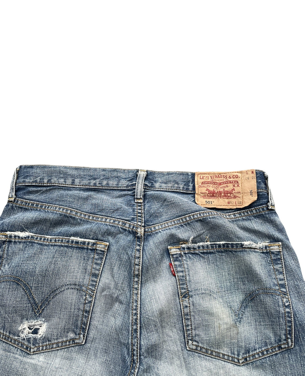 Vintage Levis 501 e 2005 Aging Distressed Denim