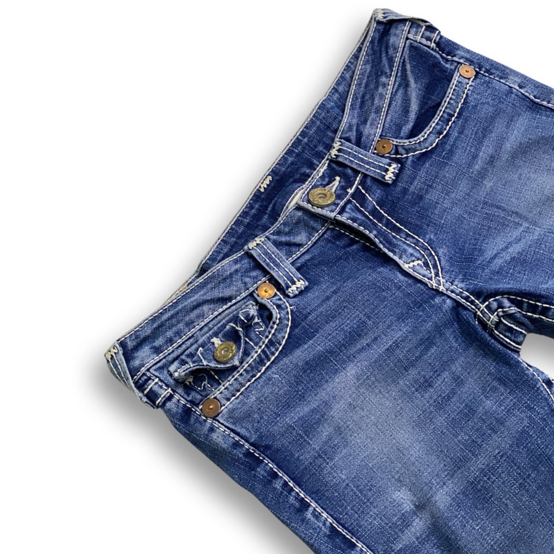 TRUE RELIGION JOEY BIG J Bootcut/Flare size 29 waist 31 inside leg Twisted Seams