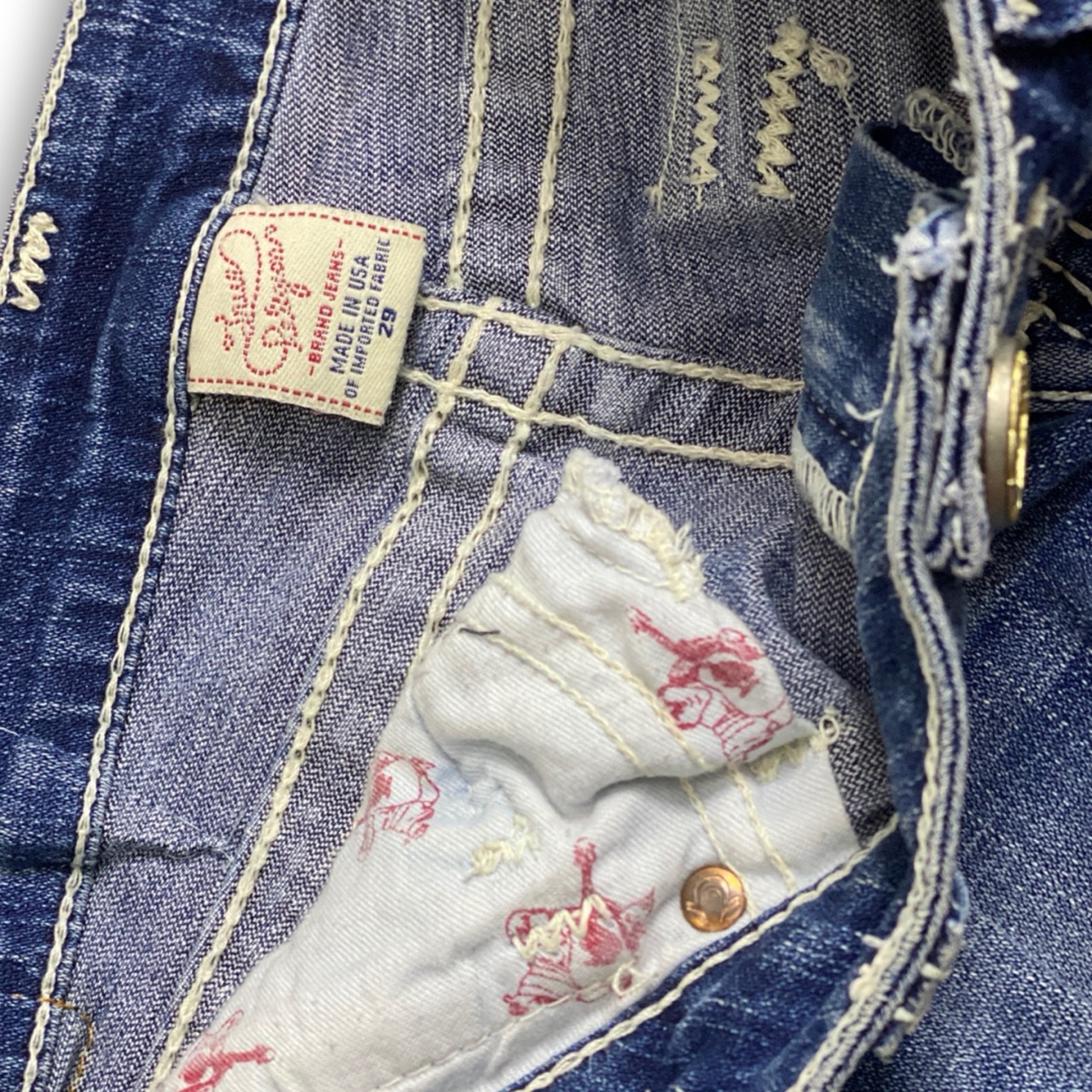 TRUE RELIGION JOEY BIG J Bootcut/Flare size 29 waist 31 inside leg Twisted Seams