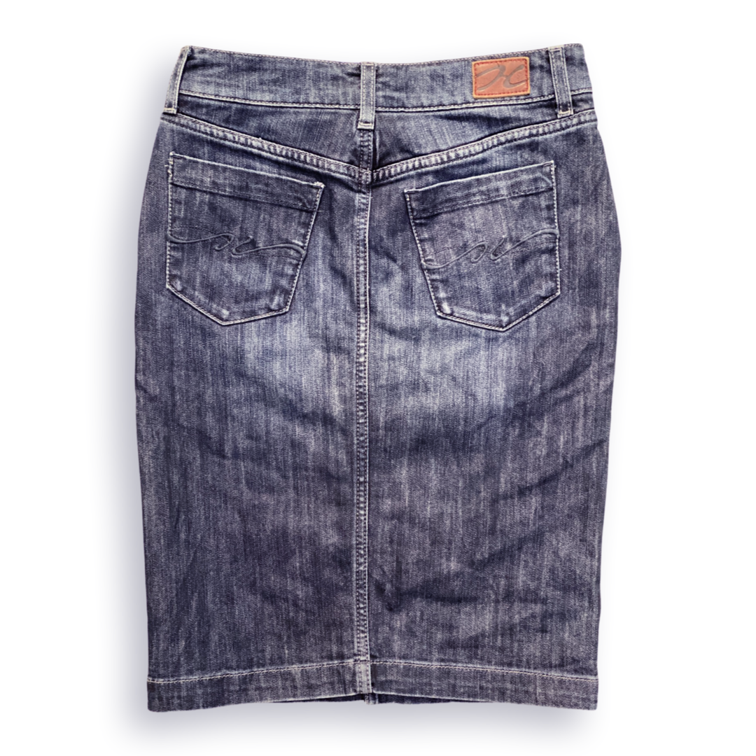 TOMMY HILFIGER INDIGO DENIM FRONT SPLIT PENCIL SKIRT MADE IN USA // Size USA 2/UK 6