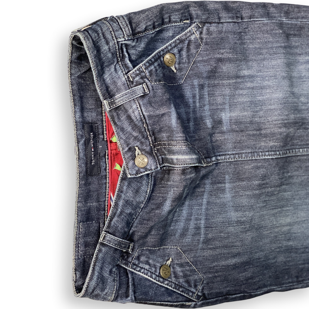 TOMMY HILFIGER INDIGO DENIM FRONT SPLIT PENCIL SKIRT MADE IN USA // Size USA 2/UK 6