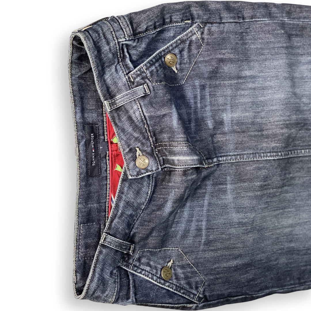 TOMMY HILFIGER INDIGO DENIM FRONT SPLIT PENCIL SKIRT MADE IN USA // Size USA 2/UK 6