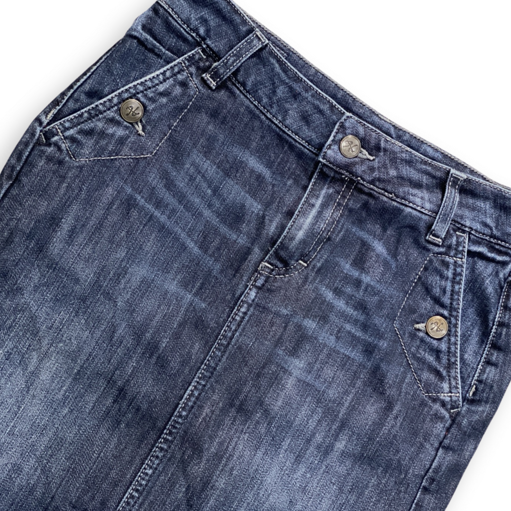 TOMMY HILFIGER INDIGO DENIM FRONT SPLIT PENCIL SKIRT MADE IN USA // Size USA 2/UK 6