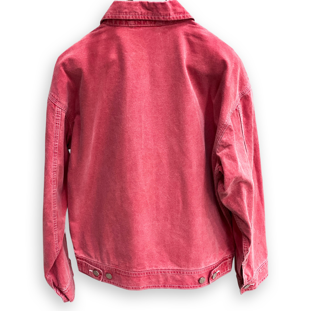 RARE J-CREW VINTAGE WASHED RED DENIM JACKET // Zipper fastening, size xs
