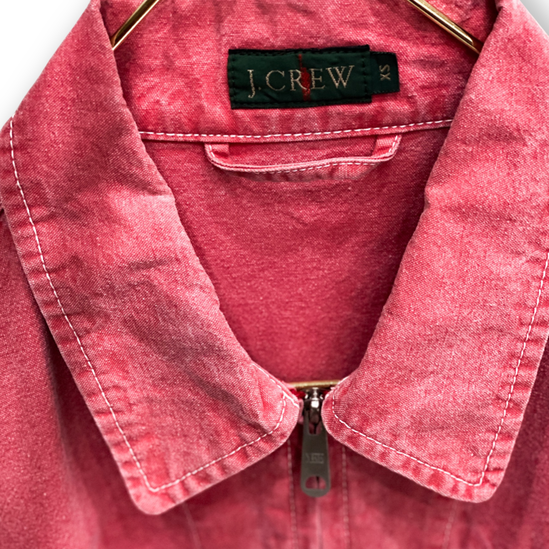 RARE J-CREW VINTAGE WASHED RED DENIM JACKET // Zipper fastening, size xs