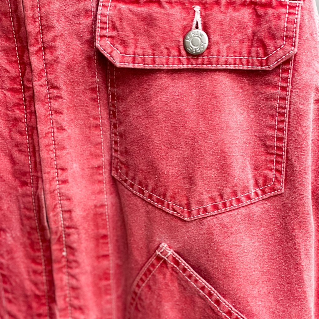 RARE J-CREW VINTAGE WASHED RED DENIM JACKET // Zipper fastening, size xs