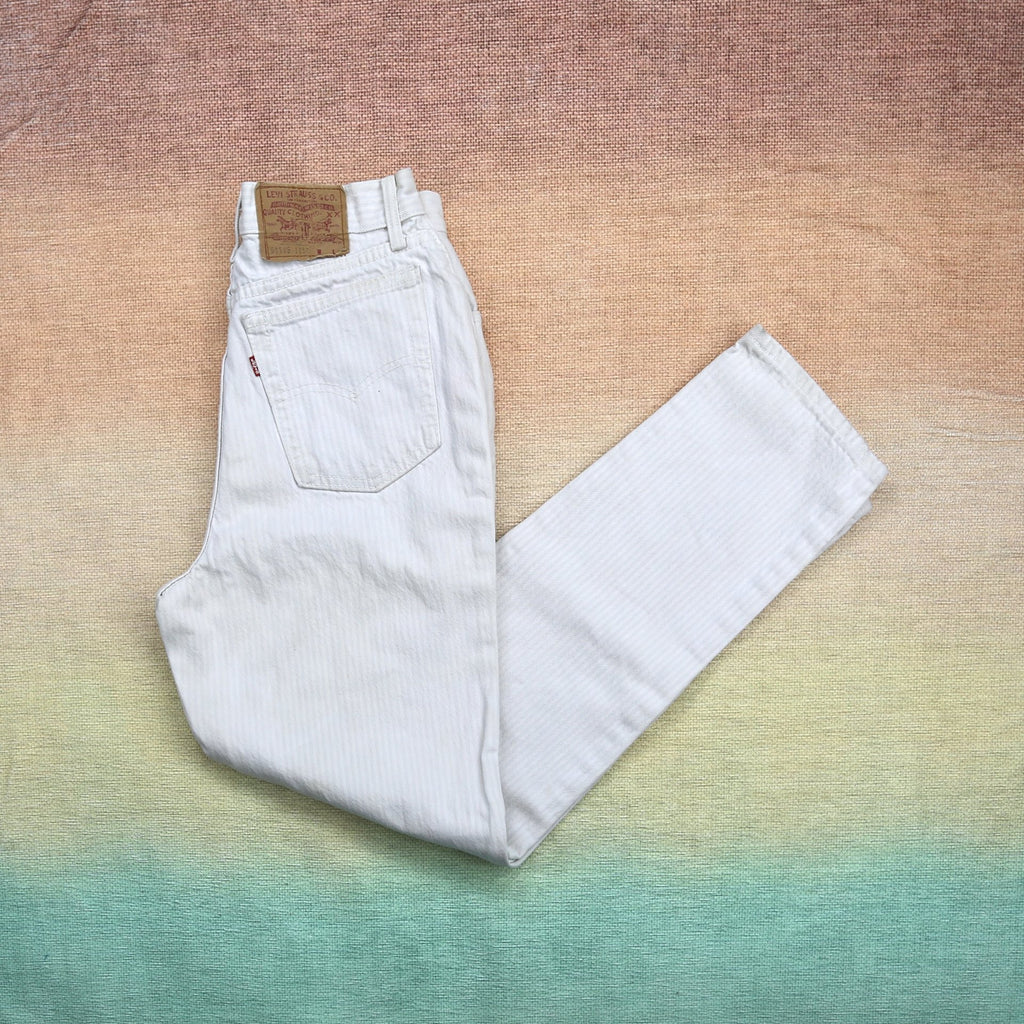 Vintage Levis 505 White Pin Striped High Waisted Jeans