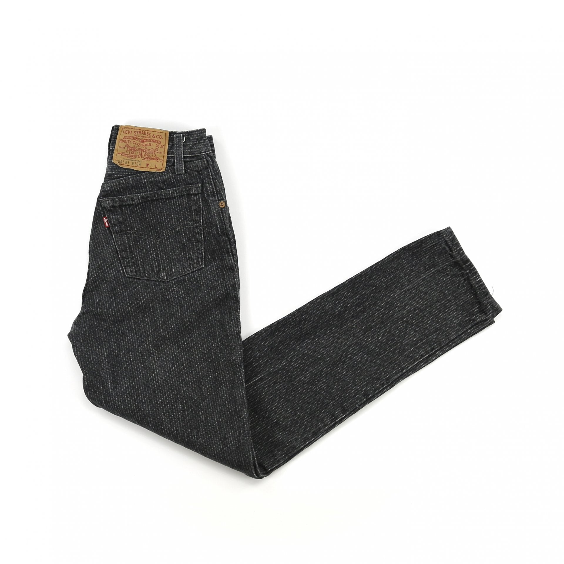 Vintage Levis 501 Black Striped High Waisted Jeans