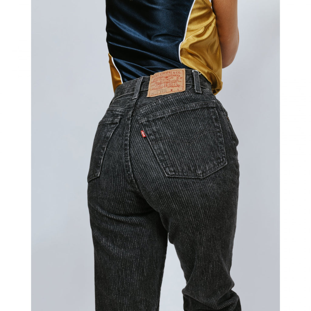 Vintage Levis 501 Black Striped High Waisted Jeans
