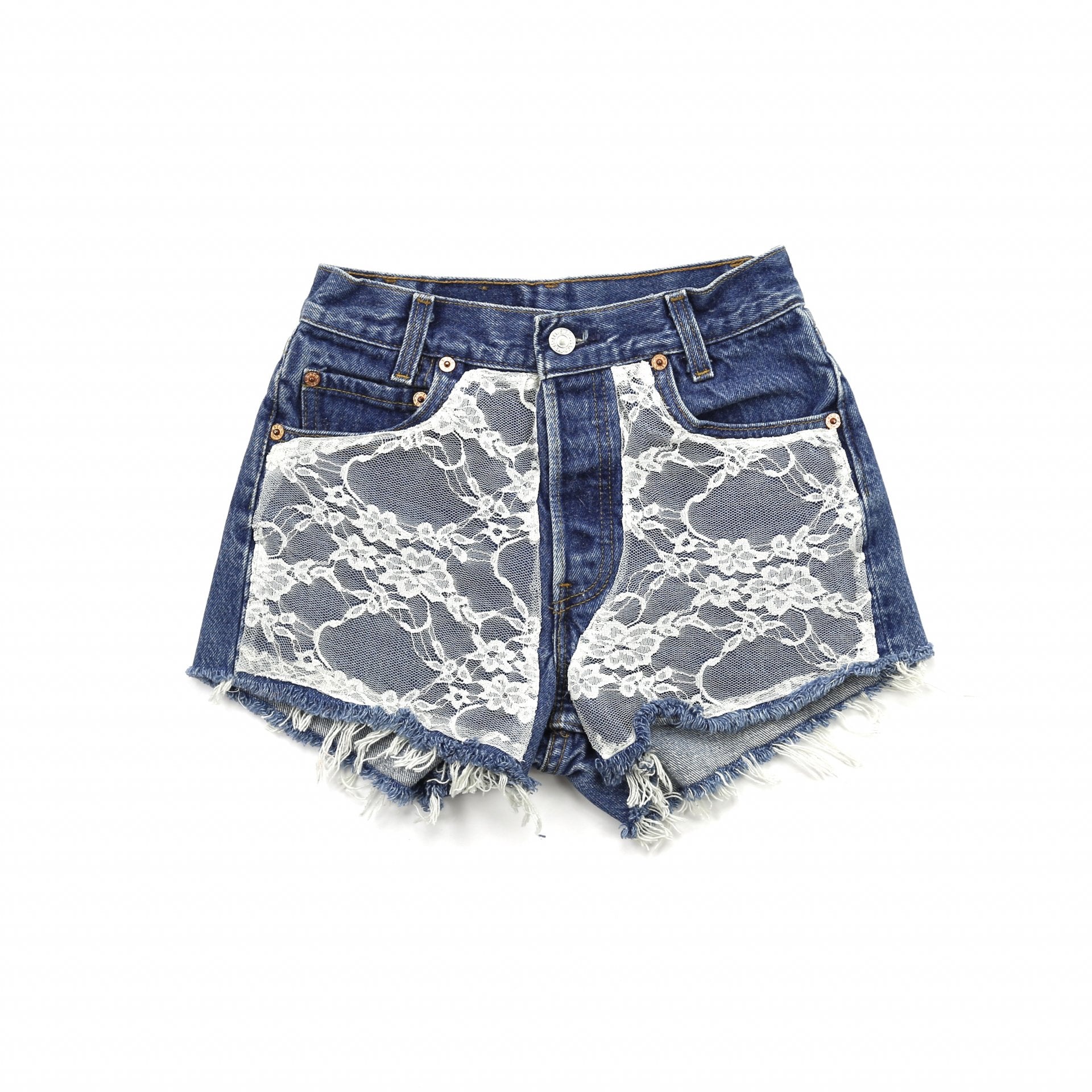 Vintage Levis 501XX Dark Wash Lace High Waisted Shorts