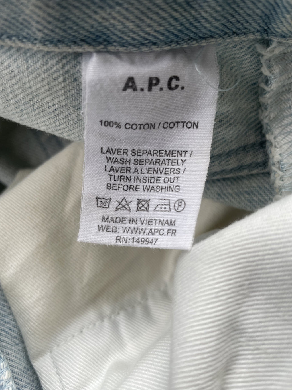 Vintage APC Faded Wash Selvedge Denim