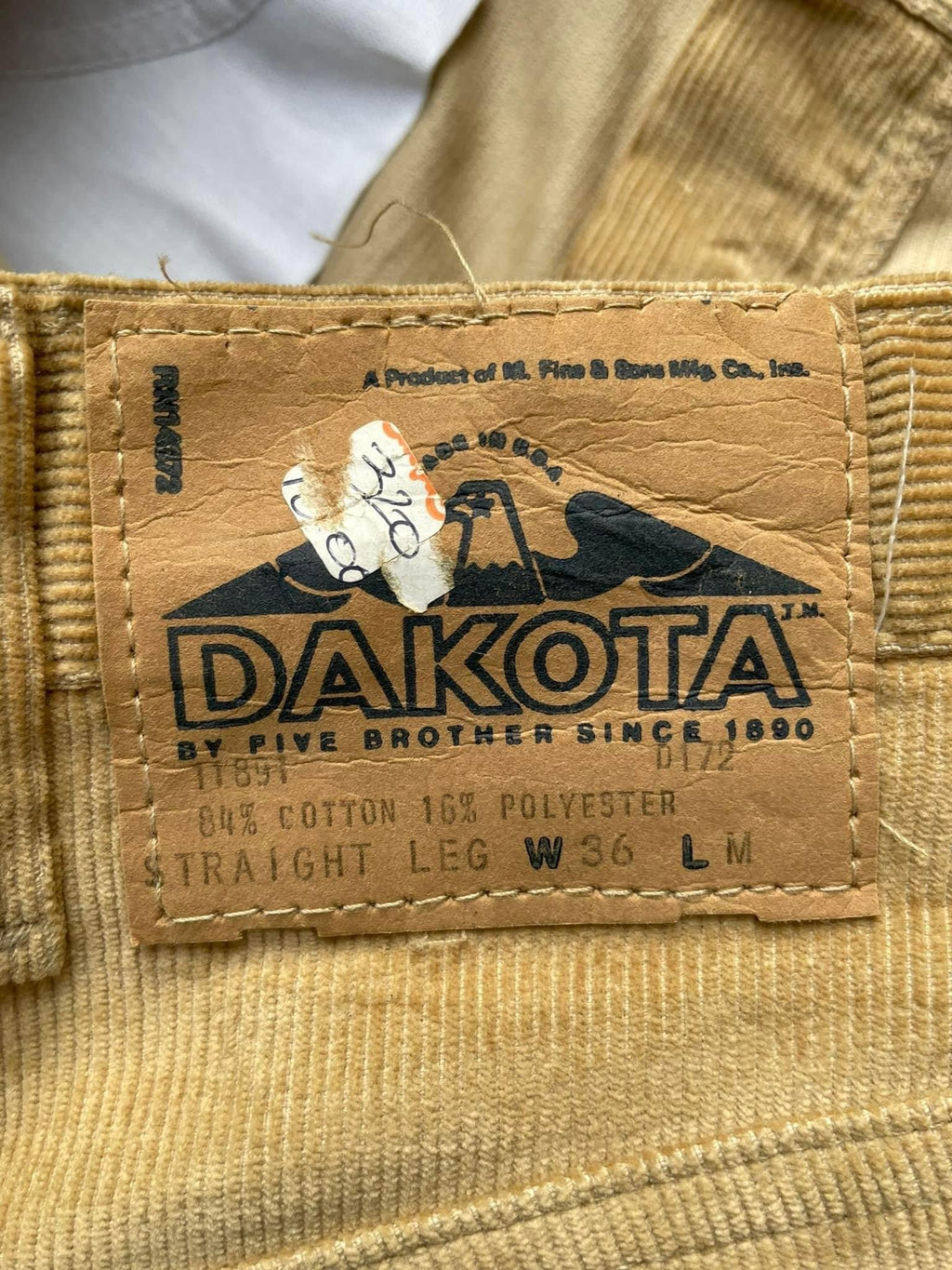Vintage 70’s Dakota By Five Brothers Coduroy Denim