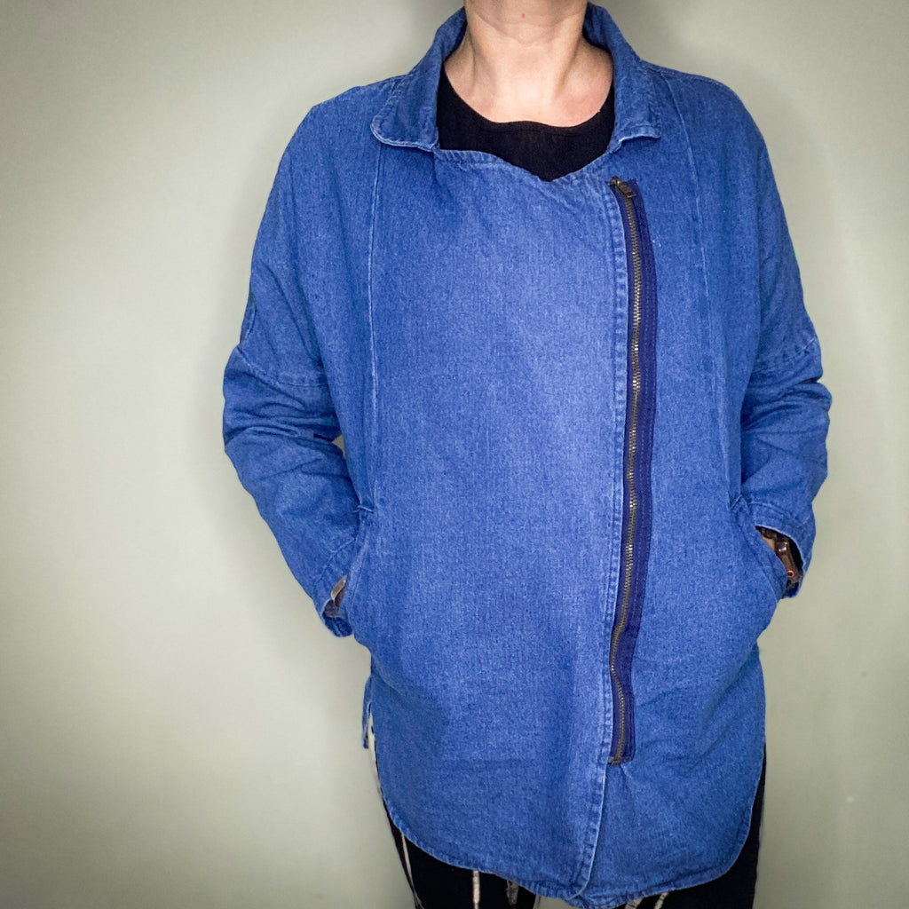 DENIM ZIP UP BIKER JACKET BY 'OLIVE HOT STUFF'
