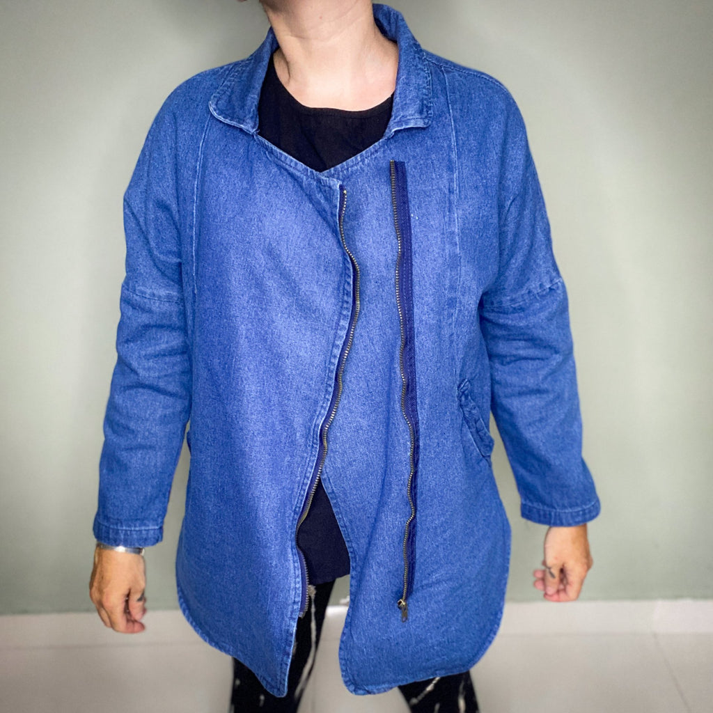 DENIM ZIP UP BIKER JACKET BY 'OLIVE HOT STUFF'