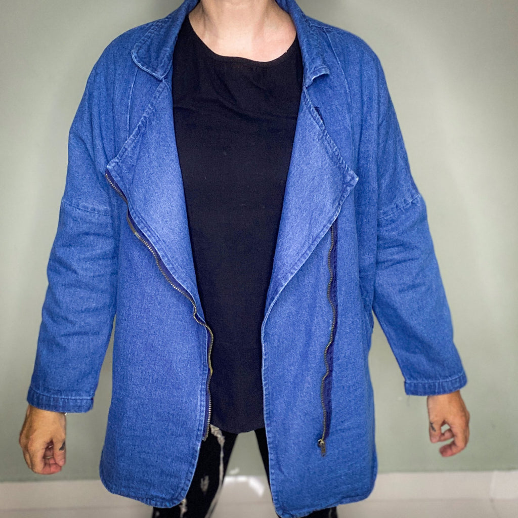 DENIM ZIP UP BIKER JACKET BY 'OLIVE HOT STUFF'