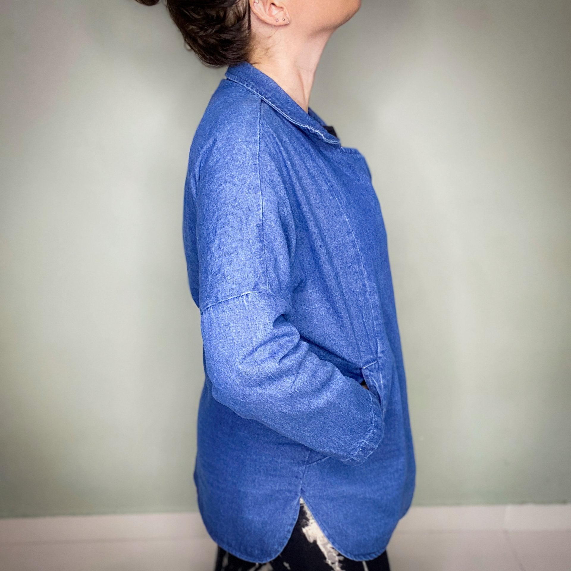 DENIM ZIP UP BIKER JACKET BY 'OLIVE HOT STUFF'