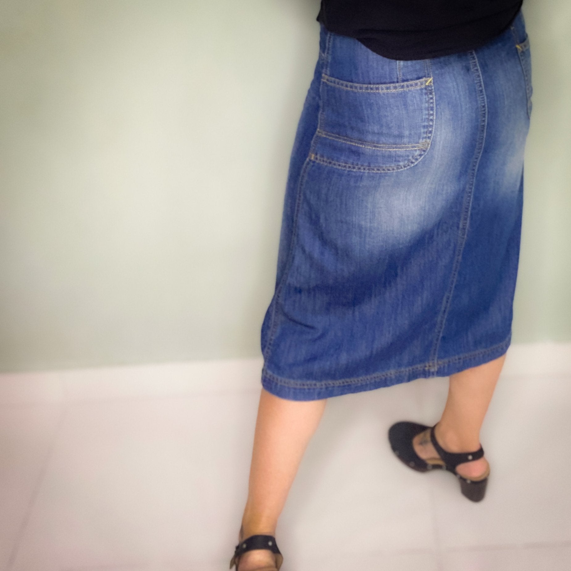 VINTAGE SLIGHTLY A LINE BUTTON UP HIGH WAIST SKIRT