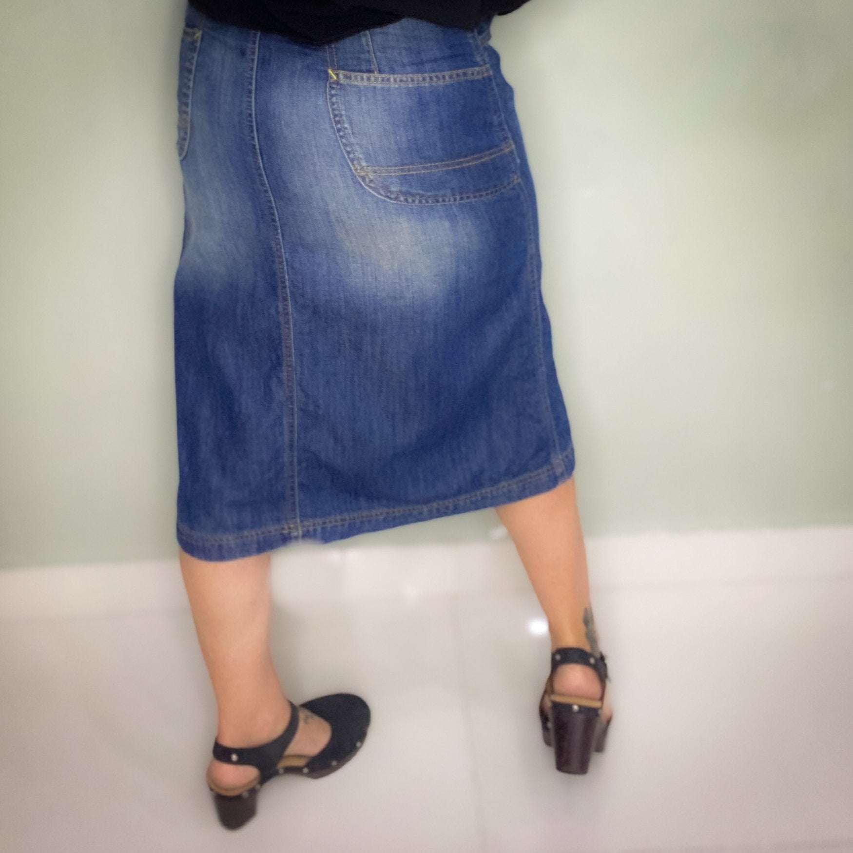 VINTAGE SLIGHTLY A LINE BUTTON UP HIGH WAIST SKIRT