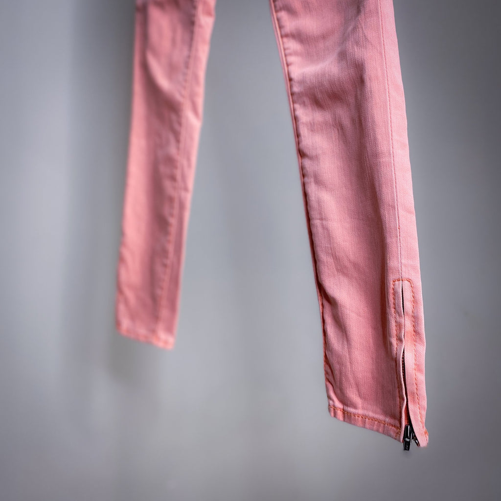 FREE PEOPLE SALMON PINK CROPPED SKINNIES WITH ANKLE ZIPPERS