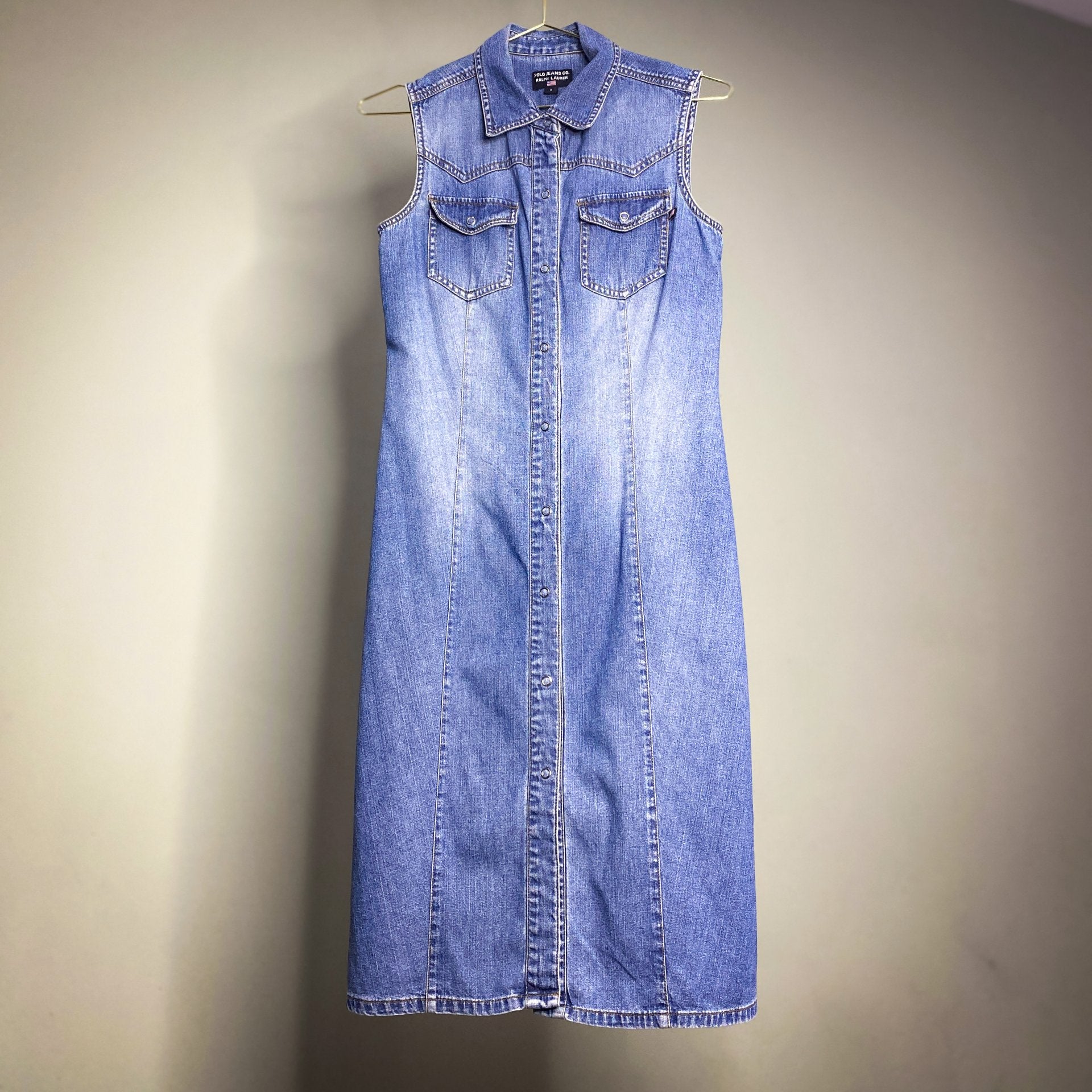 POLO RALPH LAUREN BUTTON UP SLEEVELESS SHIRT SHIFT DRESS - SIZE SMALL