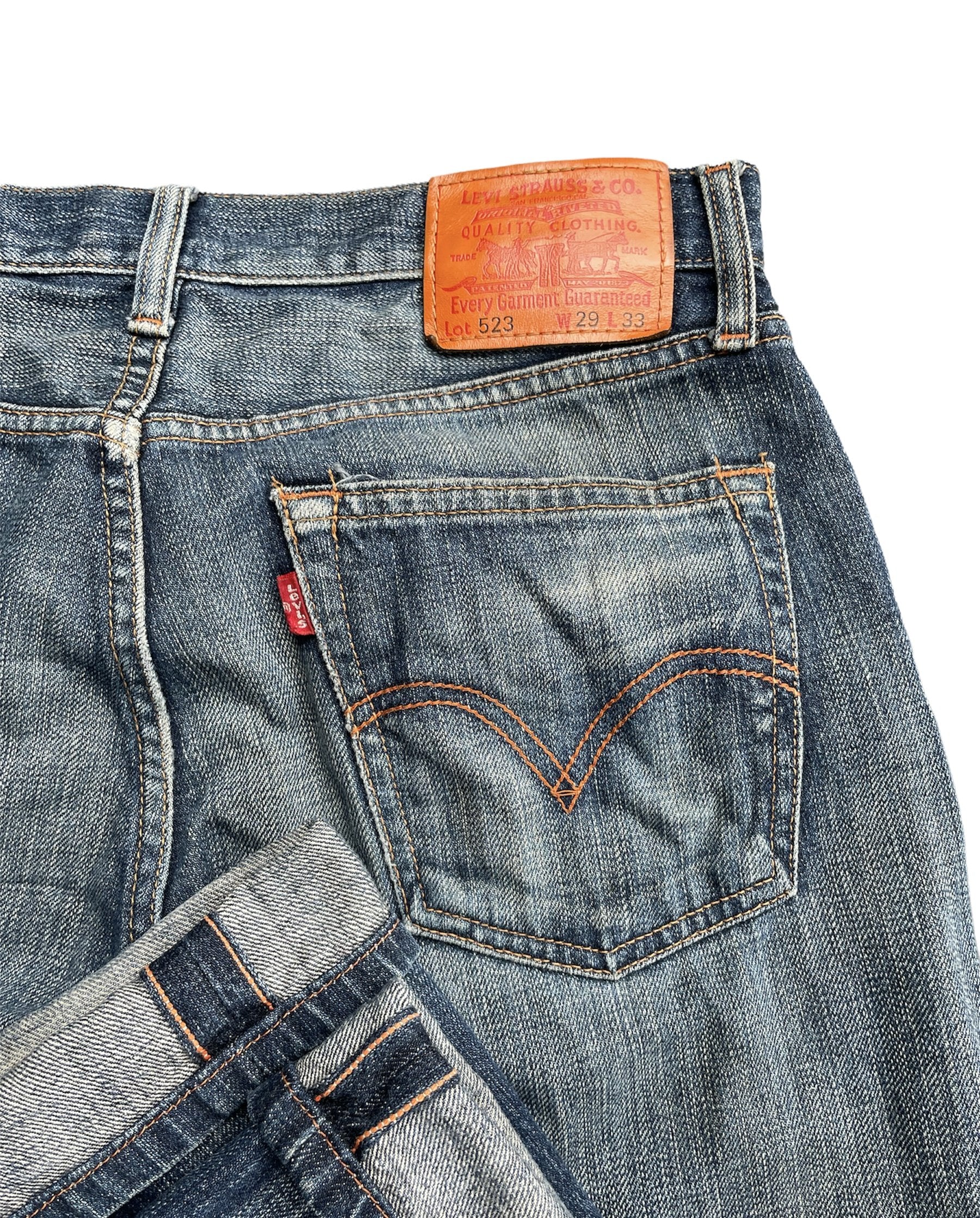 Vintage Levis 523 e Orange line selvedge denim