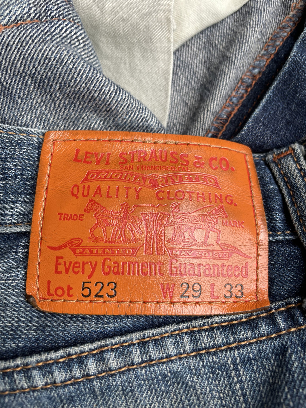 Vintage Levis 523 e Orange line selvedge denim