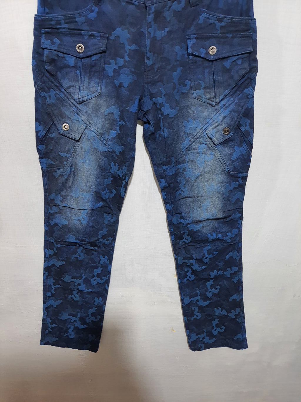 In The Attic Multipocket Camo Blue Wash Stretch Denim