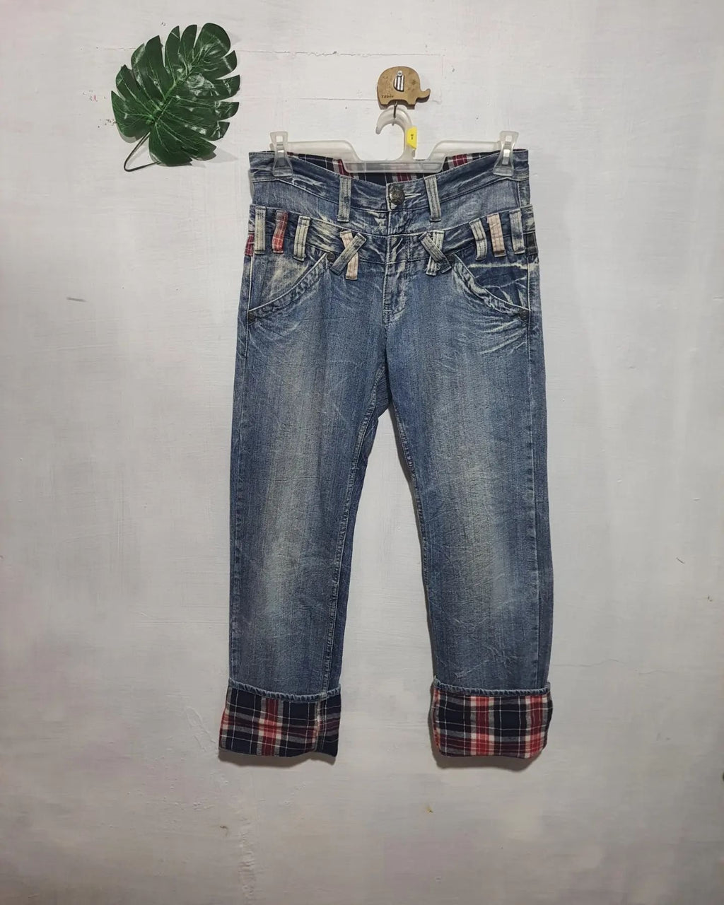 Skull Bones Double Waist Jeans