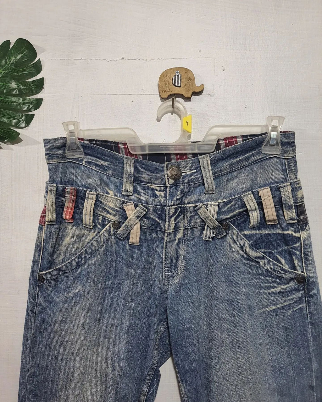 Skull Bones Double Waist Jeans
