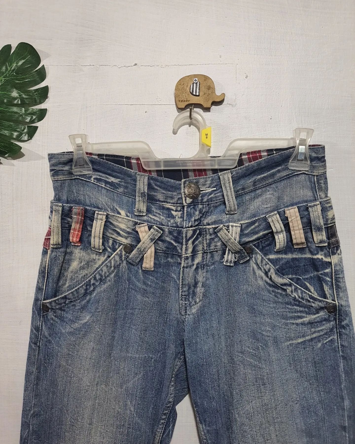 Skull Bones Double Waist Jeans