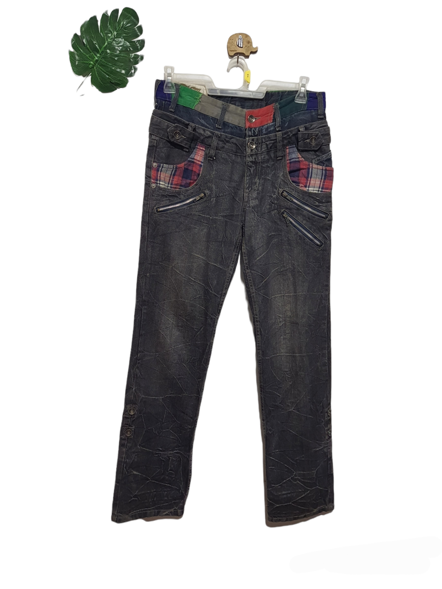 Antfui Jeans Patchwork Double Waist Jeans