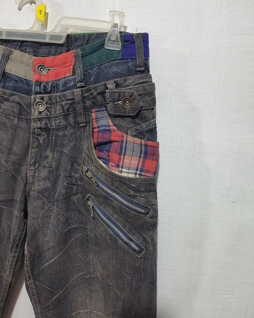 Antfui Jeans Patchwork Double Waist Jeans