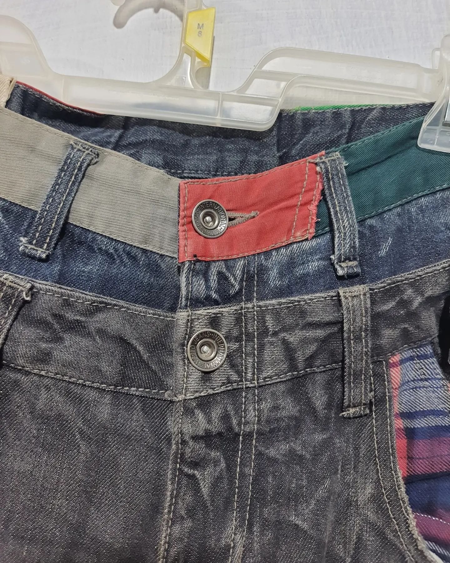 Antfui Jeans Patchwork Double Waist Jeans